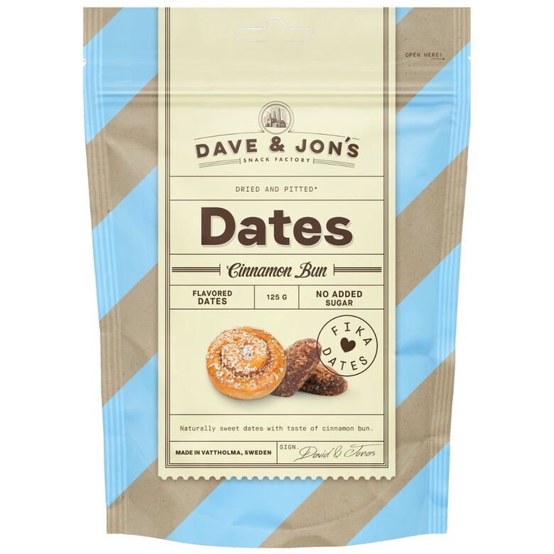 DATELES AR GARŠU, CINNAMON BUN, DAVE & JON’S, 125G