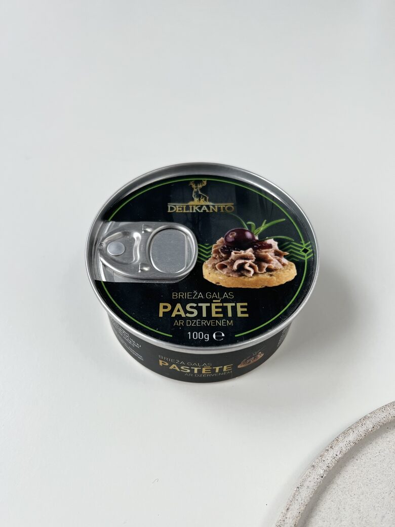 PASTĒTE, DELIKANTO, BRIEŽA GAĻAS, AR DZĒRVENĒM, 100G