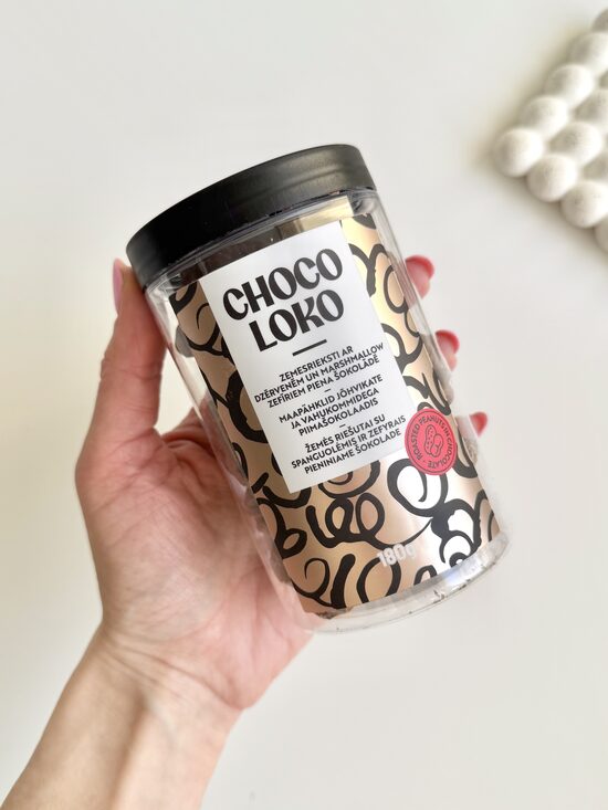 ZEMESRIEKSTI AR DZĒRVENĒM UN ZEFĪRIEM PIENA ŠOKOLĀDĒ, CHOCO LOKO, 180G