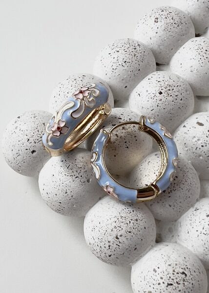 AUSKARI, RIŅĶĪŠI, GAIŠI ZILI, AR ZIEDIEM